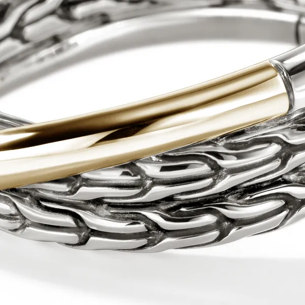 John Hardy 14KY and Sterling Silver Essentials Crossover Ring Image 3 Kiefer Jewelers Lutz, FL