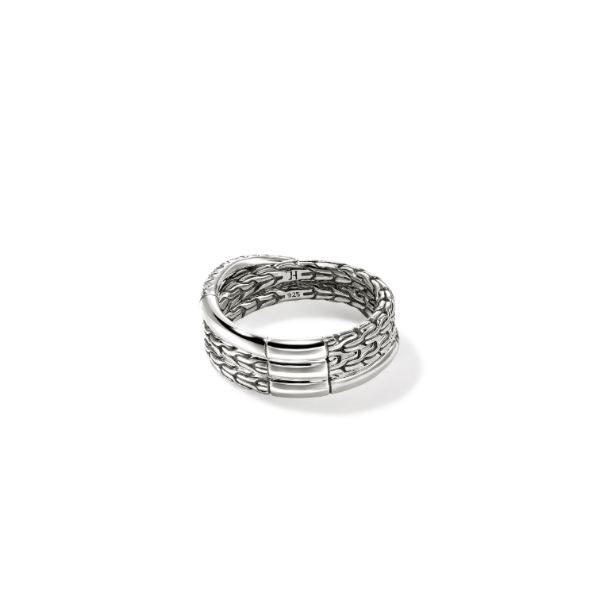 John Hardy Sterling Silver .35CTW Diamond Essentials Crossover Ring Image 2 Kiefer Jewelers Lutz, FL