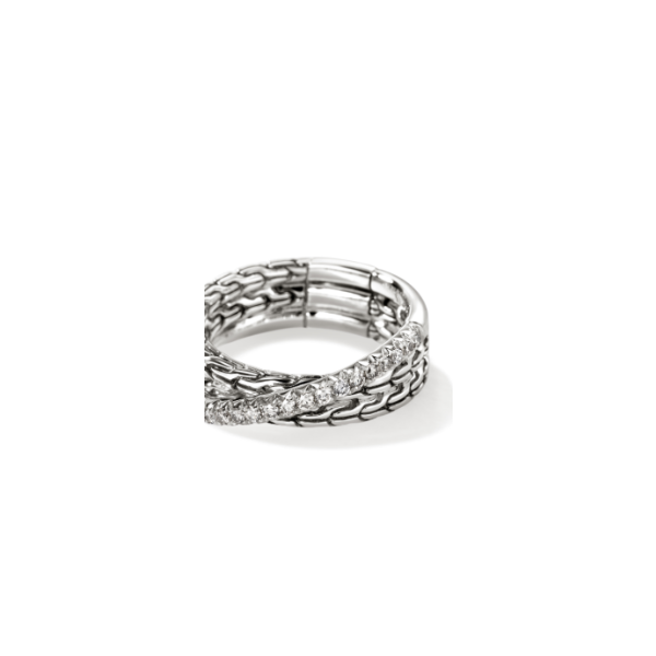 John Hardy Sterling Silver .35CTW Diamond Essentials Crossover Ring Image 3 Kiefer Jewelers Lutz, FL