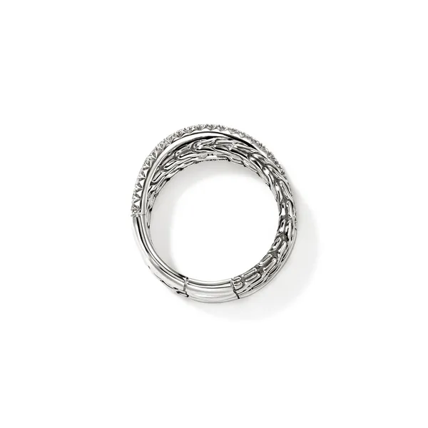 John Hardy Sterling Silver .35CTW Diamond Essentials Crossover Ring Image 4 Kiefer Jewelers Lutz, FL