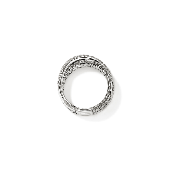 John Hardy Sterling Silver .35CTW Diamond Essentials Crossover Ring Image 4 Kiefer Jewelers Lutz, FL