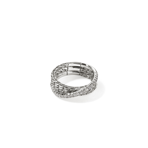 John Hardy Sterling Silver .35CTW Diamond Essentials Crossover Ring Kiefer Jewelers Lutz, FL