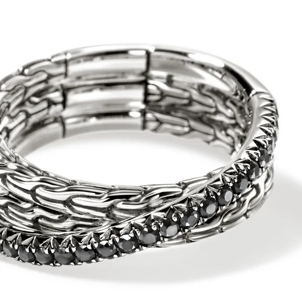 John Hardy Sterling Silver and Black Sapphire Essentials Crossover Ring Image 3 Kiefer Jewelers Lutz, FL
