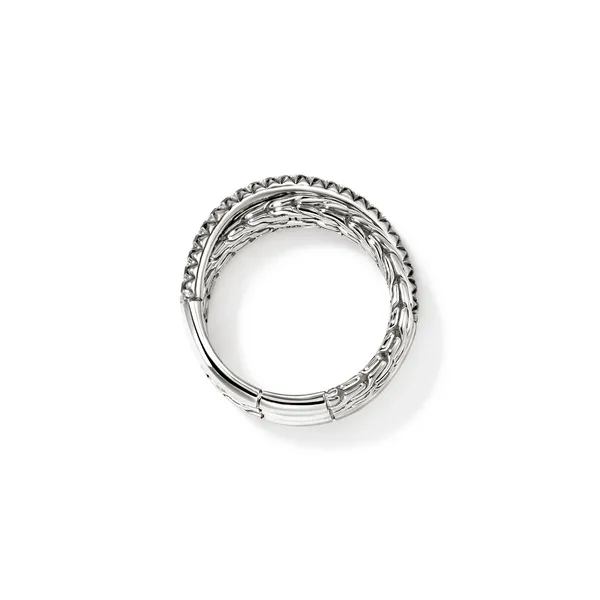 John Hardy Sterling Silver and Black Sapphire Essentials Crossover Ring Image 4 Kiefer Jewelers Lutz, FL