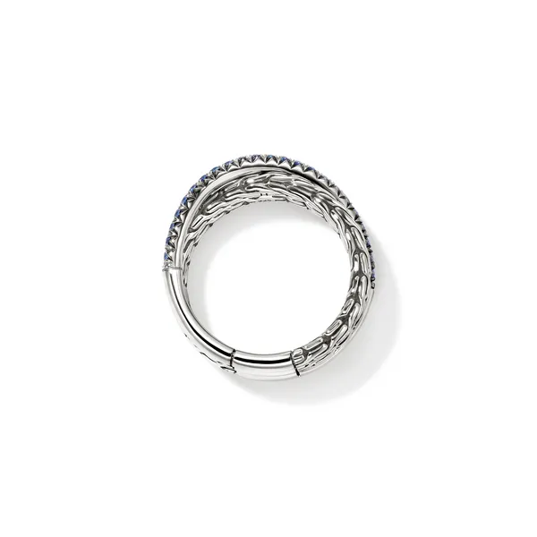 John Hardy Blue Sapphire and Sterling Silver Essentials Crossover Ring Image 4 Kiefer Jewelers Lutz, FL