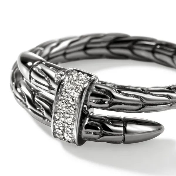 John Hardy Spear Sterling Silver and Black Rhodium and Diamond Ring Image 3 Kiefer Jewelers Lutz, FL