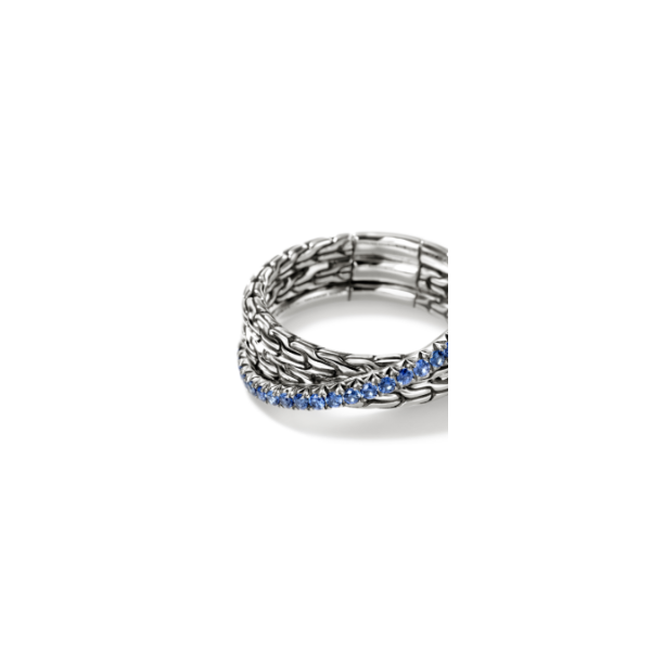 John Hardy Blue Sapphire and Sterling Silver Essentials Crossover Ring Image 3 Kiefer Jewelers Lutz, FL