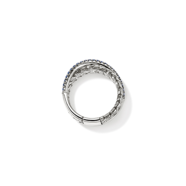 John Hardy Blue Sapphire and Sterling Silver Essentials Crossover Ring Image 4 Kiefer Jewelers Lutz, FL