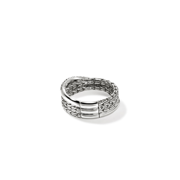 John Hardy Sterling Silver and Black Sapphire Essentials Crossover Ring Image 2 Kiefer Jewelers Lutz, FL