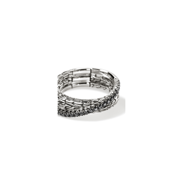 John Hardy Sterling Silver and Black Sapphire Essentials Crossover Ring Image 3 Kiefer Jewelers Lutz, FL