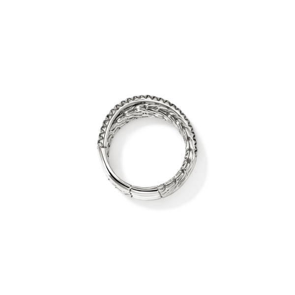 John Hardy Sterling Silver and Black Sapphire Essentials Crossover Ring Image 4 Kiefer Jewelers Lutz, FL