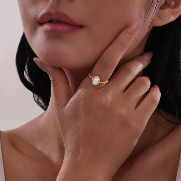 Sterling Silver Simulated Diamond and Opal Ring Image 2 Kiefer Jewelers Lutz, FL