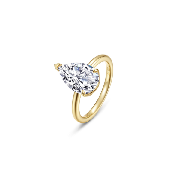 SS/GP 2.98CT Pear Shape Simulated Diamond Solitaire Ring by Lafonn Image 2 Kiefer Jewelers Lutz, FL