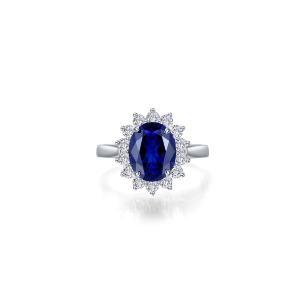 SS Lab Grown Sapphire and Simulated Diamond Halo Ring by Lafonn Kiefer Jewelers Lutz, FL