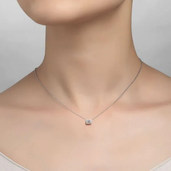 Lafonn Emerald Halo Necklace Image 2 Kiefer Jewelers Lutz, FL