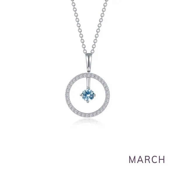 Sterling Silver Simulated Diamond and Aquamarine Pendant Kiefer Jewelers Lutz, FL