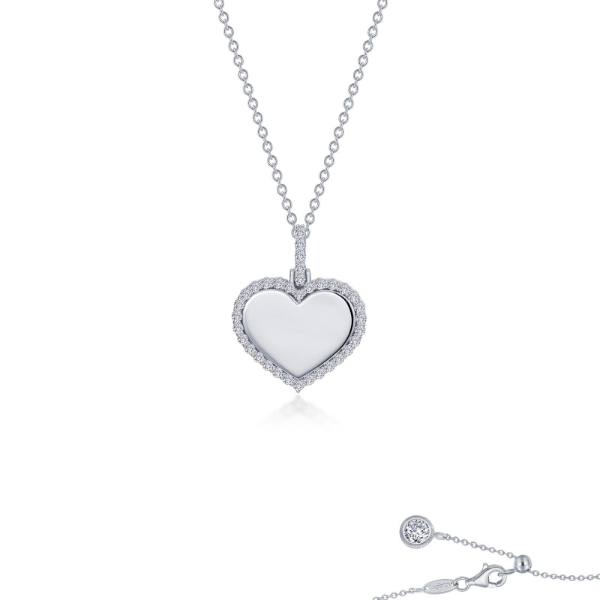Sterling Silver and Simulated Diamonds Mirrored Heart Pendant Kiefer Jewelers Lutz, FL