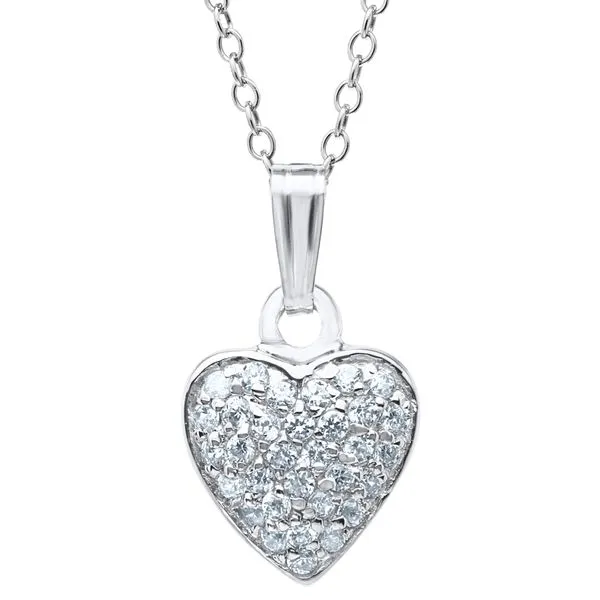 Sterling Silver and White CZ Children's Heart Necklace Kiefer Jewelers Lutz, FL