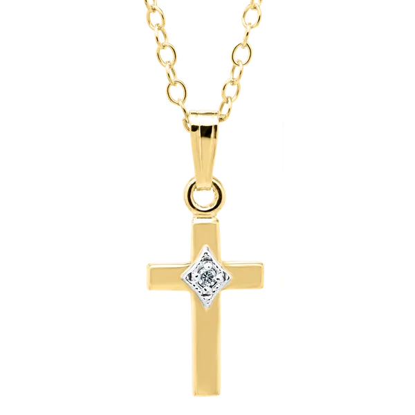 14KY Gold Filled and Diamond Children's Cross Pendant Kiefer Jewelers Lutz, FL