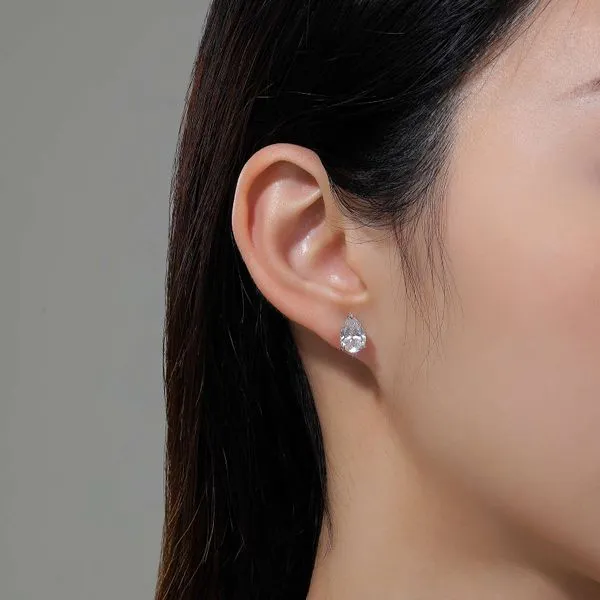 Sterling Silver 4ctw Simulated Diamond Pear Stud Earrings Image 2 Kiefer Jewelers Lutz, FL