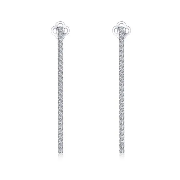 Sterling Silver Simulated 1.04 Carat Total Weight Diamond Linear Drop Earrings Kiefer Jewelers Lutz, FL