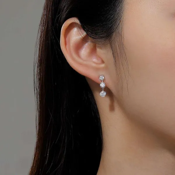 Sterling Silver Simulated 1.80 Carat Total Weight Diamond Drop Earrings Image 2 Kiefer Jewelers Lutz, FL