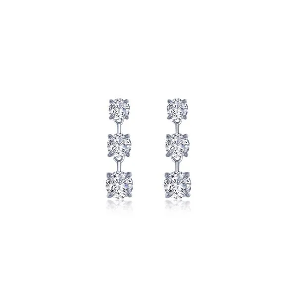 Sterling Silver Simulated 1.80 Carat Total Weight Diamond Drop Earrings Kiefer Jewelers Lutz, FL