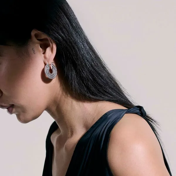 Sterling Silver Rata Chain Hoop Earring by John Hardy Image 3 Kiefer Jewelers Lutz, FL