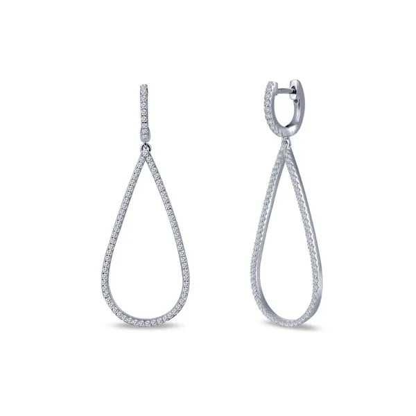 Sterling Silver 1.50 Carat Total Weight Sim Diamond Pave Dangle Earrings Kiefer Jewelers Lutz, FL