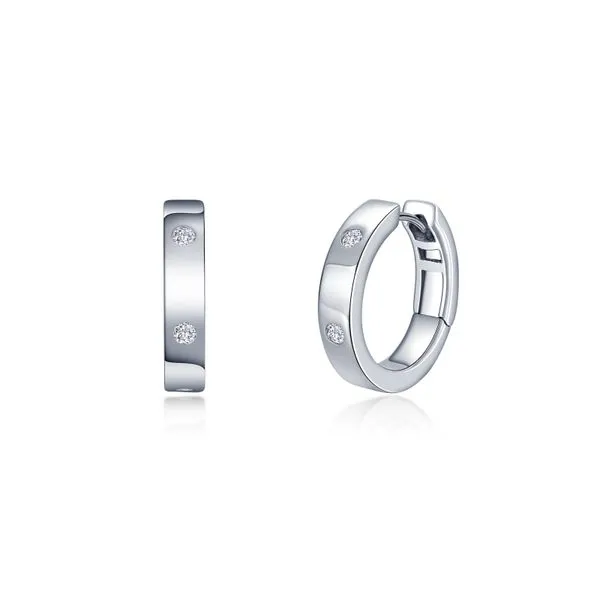 Sterling Silver .30 Carat Total Weight Simulated Diamond Invisible Huggie Hoop Earring Kiefer Jewelers Lutz, FL