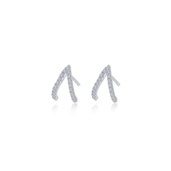 Sterling Silver Simulated Diamond Modern V-Shaped Stud Earrings Kiefer Jewelers Lutz, FL
