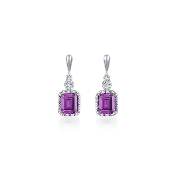Sterling Silver Simulated Diamond and Alexandrite June Birthday Earrings Kiefer Jewelers Lutz, FL