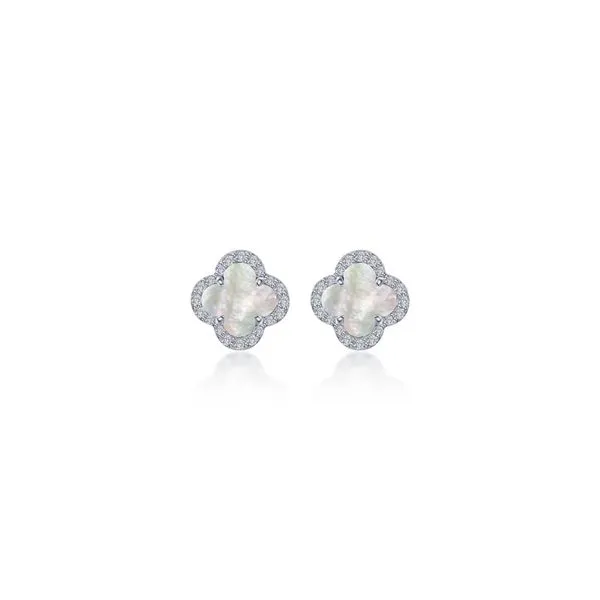 Sterling Silver Simulated Diamond & Mother-of-Pearl Earrings Kiefer Jewelers Lutz, FL