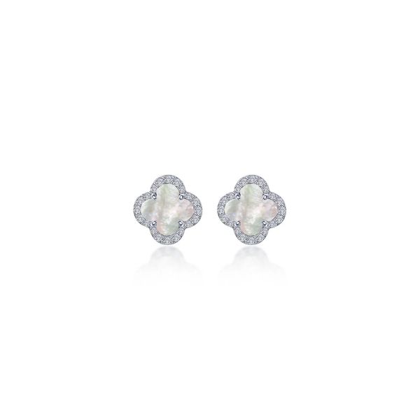 Sterling Silver Simulated Diamond & Mother-of-Pearl Earrings Kiefer Jewelers Lutz, FL