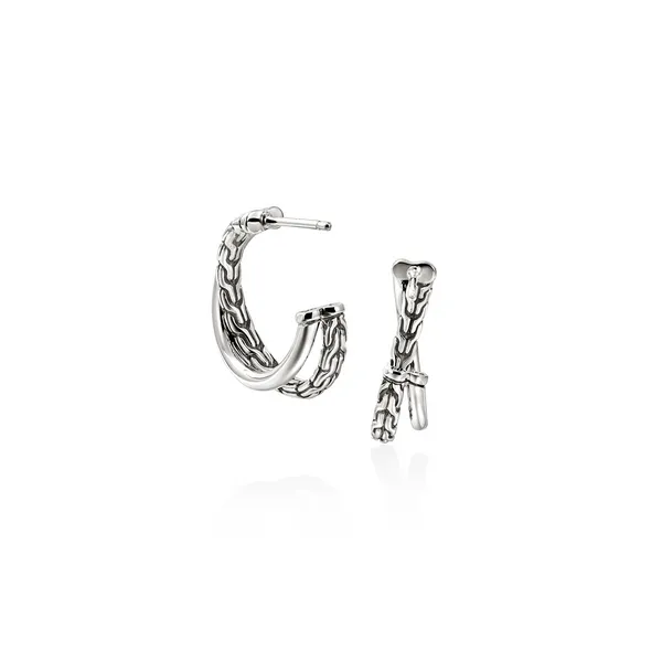 John Hardy Essentials Sterling Silver Crossover Earrings Image 2 Kiefer Jewelers Lutz, FL