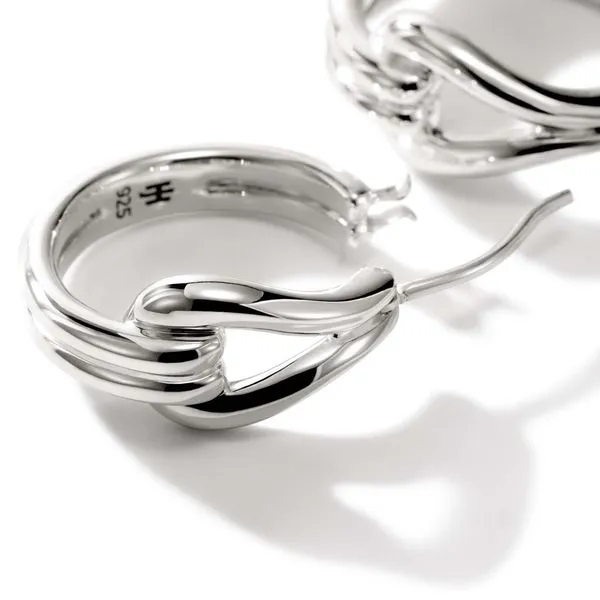 John Hardy Sterling Silver Surf Medium Hoop Earring Image 2 Kiefer Jewelers Lutz, FL