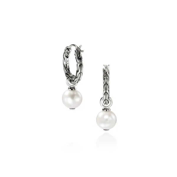 John Hardy SS Essential Pearl Hoop Earrings Image 4 Kiefer Jewelers Lutz, FL