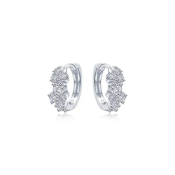Sterling Silver Simulated Diamond Huggie Shiny Clusters Earrings Kiefer Jewelers Lutz, FL