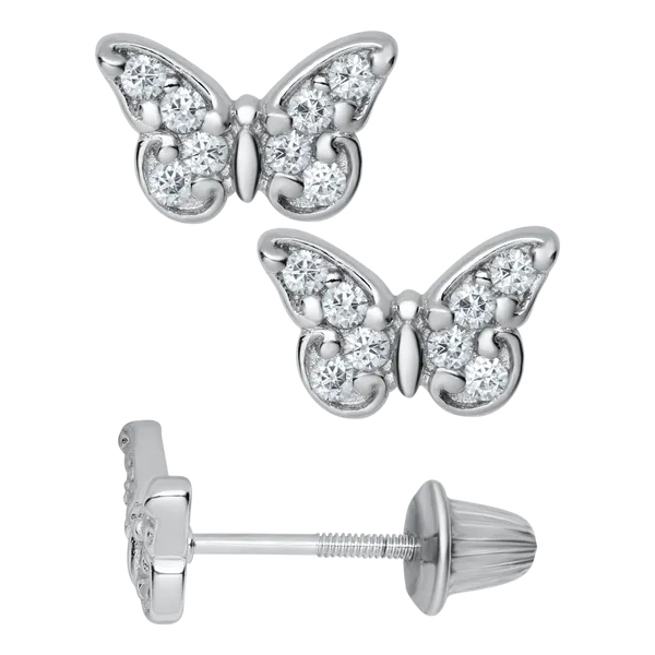 SS and White CZ Butterfly Earrings Kiefer Jewelers Lutz, FL