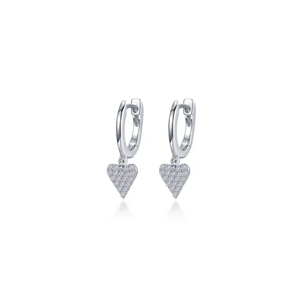SS Simulated Diamond Mini Pave Heart Huggie Earrings Kiefer Jewelers Lutz, FL