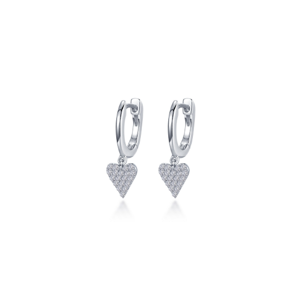 SS Simulated Diamond Mini Pave Heart Huggie Earrings Kiefer Jewelers Lutz, FL