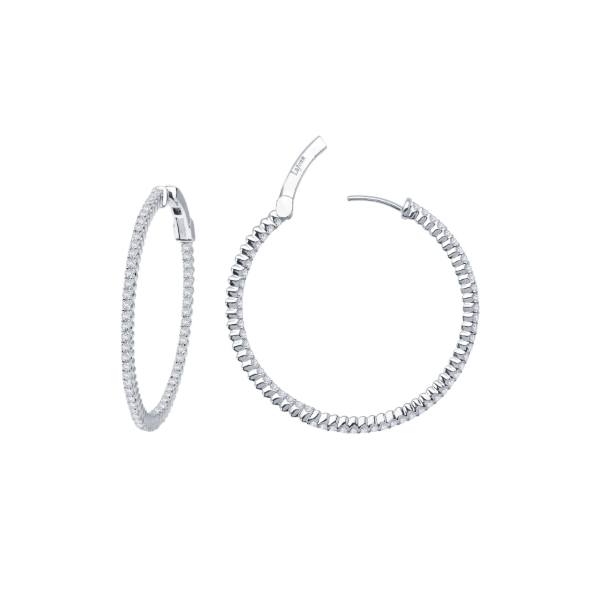 SS 2.37ctw Simulated Diamond Inside Outside Hoop Earrings Kiefer Jewelers Lutz, FL