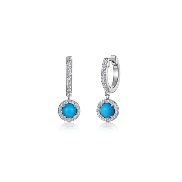 SS Simulated Diamond and Turquoise Halo Drop Earrings by Lafonn Kiefer Jewelers Lutz, FL