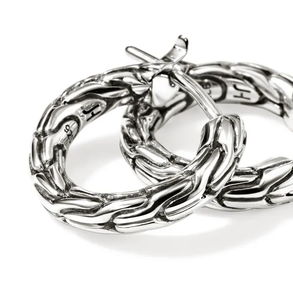 John Hardy SS Essential Hoop Earrings Image 2 Kiefer Jewelers Lutz, FL
