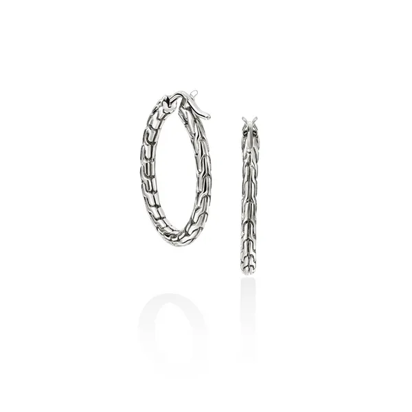 John Hardy SS Essential Hoop Earrings Image 3 Kiefer Jewelers Lutz, FL