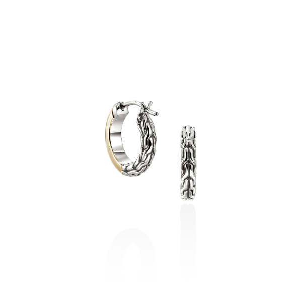 John Hardy 14KY and Sterling Silver Essentials Hoop Earrings Image 2 Kiefer Jewelers Lutz, FL