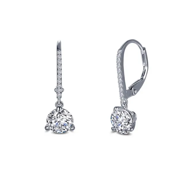 Sterling Silver Simulated Diamond Leverback Solitaire Drop Earrings Kiefer Jewelers Lutz, FL