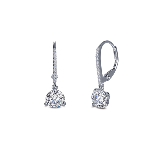 Sterling Silver Simulated Diamond Leverback Solitaire Drop Earrings Kiefer Jewelers Lutz, FL