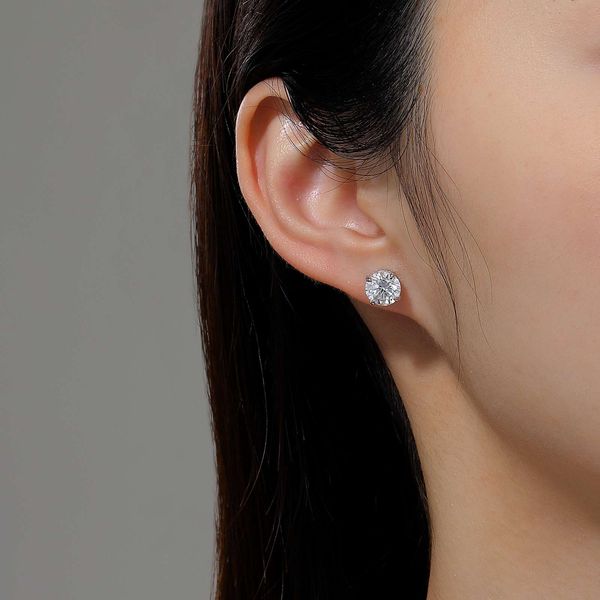 Sterling Silver 4ctw Simulated Diamond Stud Earrings Image 2 Kiefer Jewelers Lutz, FL