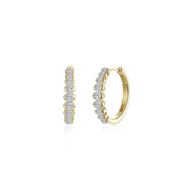 SS/GP 0.86CTW Simulated Diamond Half Bezel Set Hoop Earrings by Lafonn Kiefer Jewelers Lutz, FL